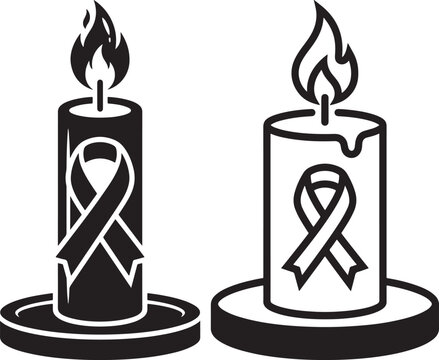 Candles with awareness ribbons burning.
