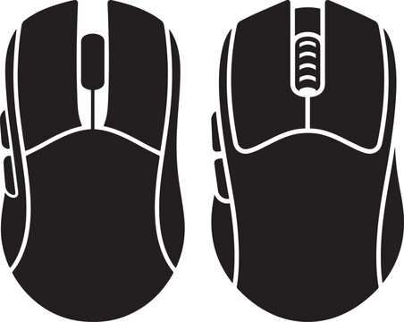 Two computer mice on white background.