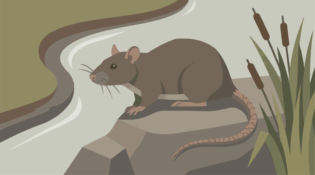 Norway Rat by Stream