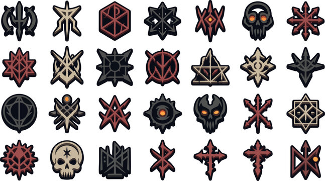 Collection of various star shapes icons.