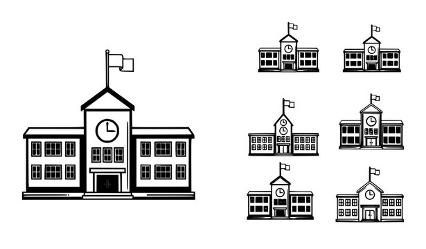 Minimal school building vector illustration educational institution architecture icon