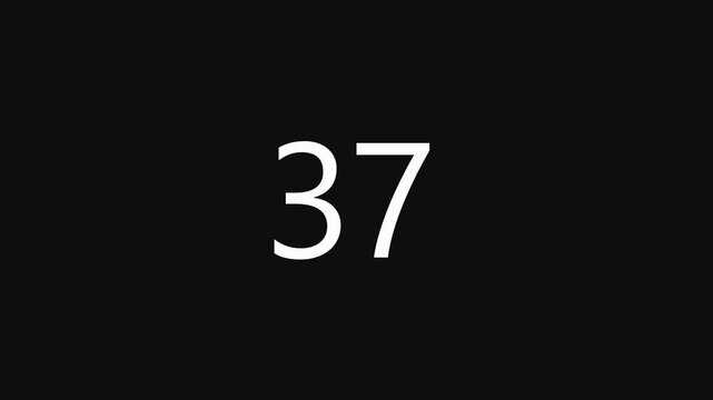 Countdown timer with decreasing numbers from fifty three to two displayed on black background.