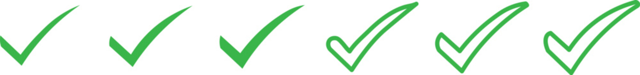 Collection of green checkmarks in various styles and sizes for approval and confirmation purposes  isolated on transparent background © image.designer