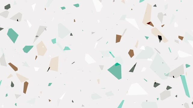 Scattered paper confetti shapes on white background with soft shadows