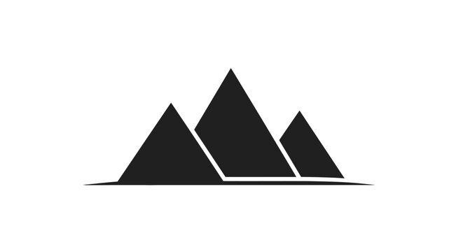Minimalist mountain range icon, abstract geometric peaks silhouette, simple design, vector art