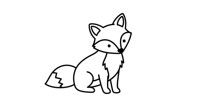 Cute Fox Outline Drawing, Minimalist Wild Animal Sketch