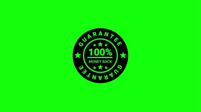 Gold medal "Money Back Guarantee" badge with 30 days on green screen for e-commerce assurance