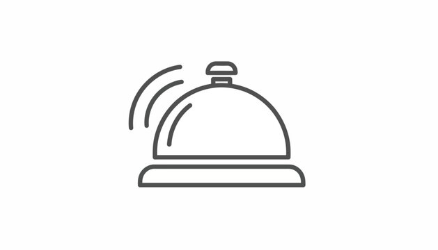 Minimalist hotel bell icon vector, ringing reception desk service bell, thin line concierge call button for hospitality and customer support
