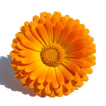 Beautiful orange flower with yellow center and petals  Calendula officinalis transparent background