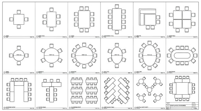 Event layout standards and furniture arrangement guide