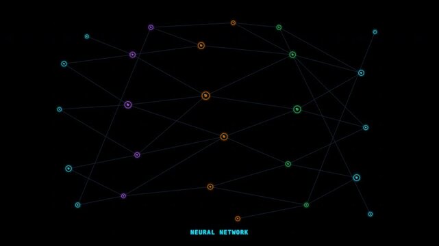 Neural network visually represents interconnected nodes. Ideal for technology, artificial intelligence, data analysis, and machine learning concepts in designs.