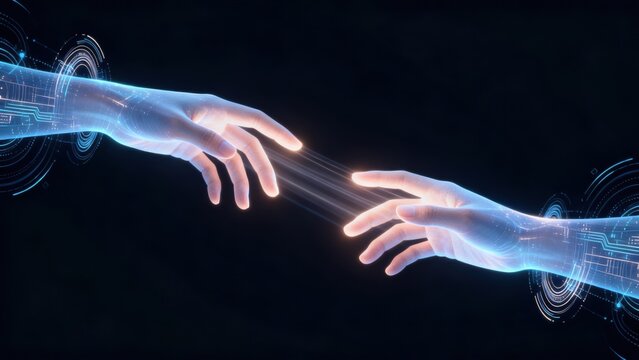 Two glowing hands reaching out