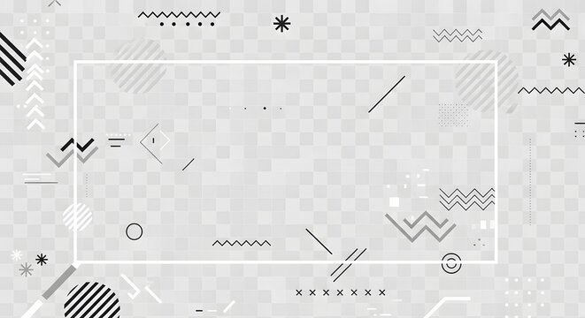 Grey and white memphis design background with geometric shapes