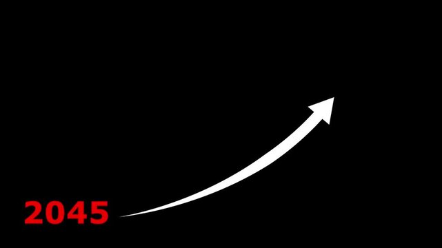 Business growth forecast in the transparent background. Projects an upward trend line from 2045 to 2046 over a bar chart. strategic planning and future financial progress 4k video. 