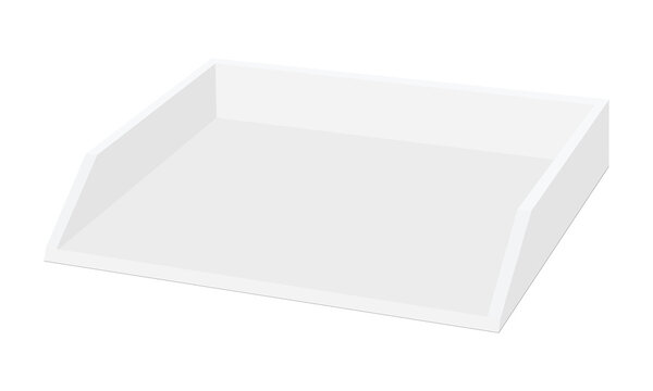 Blank office tray mockup for paper, letters, folders and document storage isolated on white background. Desk organizer for office branding
