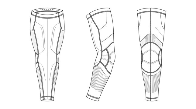 Reusable arm sleeves technical drawing blueprint with front side and back views CAD line art vector illustration