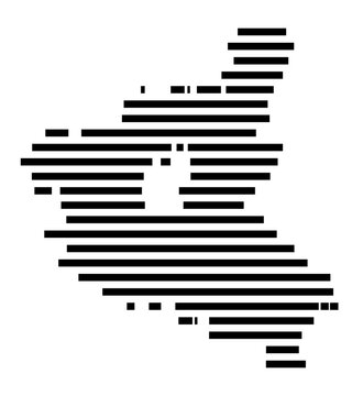 Symbol Map of the Landkreis Schweinfurt (Bayern, Germany) showing the county with a pattern of just a few black lines