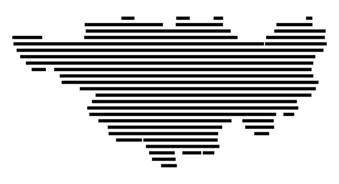 Symbol Map of the Kreisfreie Stadt Passau (Bayern, Germany) showing the county with a pattern of just a few black lines