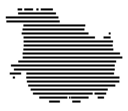 Symbol Map of the Landkreis St. Wendel (Saarland, Germany) showing the county with a pattern of just a few black lines