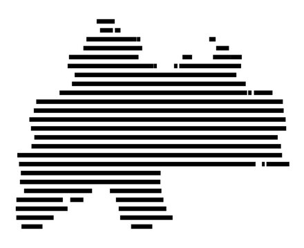 Symbol Map of the Landkreis Soemmerda (Thueringen, Germany) showing the county with a pattern of just a few black lines