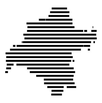 Symbol Map of the Landkreis Schmalkalden-Meiningen (Thueringen, Germany) showing the county with a pattern of just a few black lines