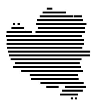 Symbol Map of the Kreisfreie Stadt Wolfsburg (Niedersachsen, Germany) showing the county with a pattern of just a few black lines