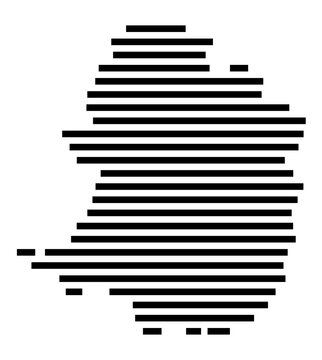 Symbol Map of the Kreisfreie Stadt Bielefeld (Nordrhein-Westfalen, Germany) showing the county with a pattern of just a few black lines