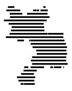 Symbol Map of the Kreis Unna (Nordrhein-Westfalen, Germany) showing the county with a pattern of just a few black lines