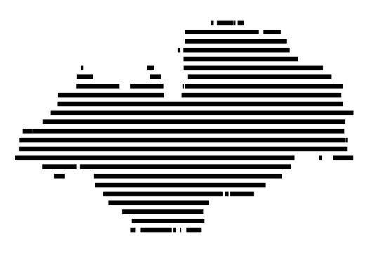 Symbol Map of the Landkreis Ludwigslust-Parchim (Mecklenburg-Vorpommern, Germany) showing the county with a pattern of just a few black lines