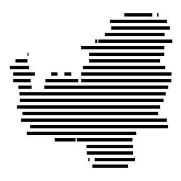 Symbol Map of the Landkreis Leipzig (Sachsen, Germany) showing the county with a pattern of just a few black lines