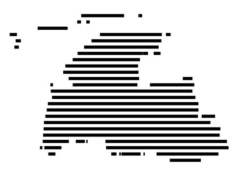 Symbol Map of the Landkreis Aurich (Niedersachsen, Germany) showing the county with a pattern of just a few black lines