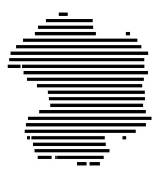 Symbol Map of the Kreis Paderborn (Nordrhein-Westfalen, Germany) showing the county with a pattern of just a few black lines