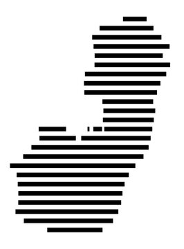 Symbol Map of the Landkreis Germersheim (Rheinland-Pfalz, Germany) showing the county with a pattern of just a few black lines