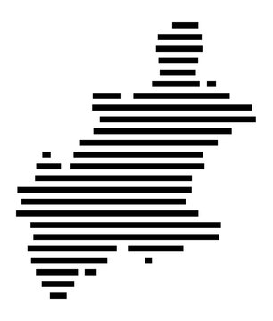 Symbol Map of the Kreisfreie Stadt Zweibruecken (Rheinland-Pfalz, Germany) showing the county with a pattern of just a few black lines
