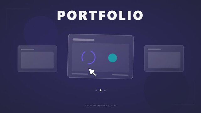 Minimalist Portfolio Showcase with Interactive UI Elements and Cursor Interaction.