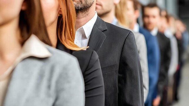 Candidates Standing in a Corridor with Wall in Background