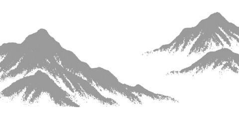 Fototapeta premium Traditional oriental ink wash painting of misty mountain peaks and landscape vector illustration.