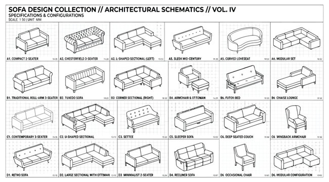 Sofa design collection architectural schematics vol iv specifications and configurations