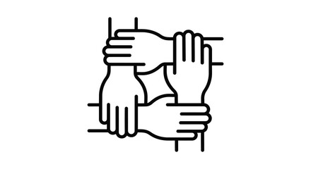 Hands together in unity black line art silhouette © IMkM00i76