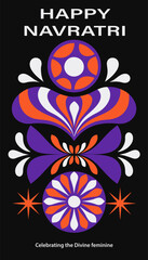 Flat vector graphics of Navratri, Indian cultural holiday, decorative print for interior © Aleksandr
