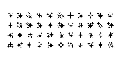 Naklejka premium Stars set icons, different sparkle star shapes icon collection, shine stars sparkles signs, bling decoration