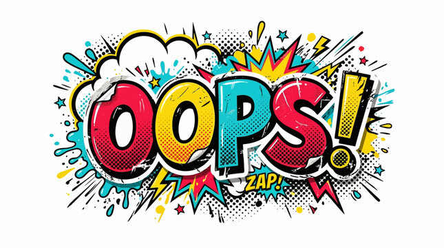 Colorful Oops Comic Book Style Text.