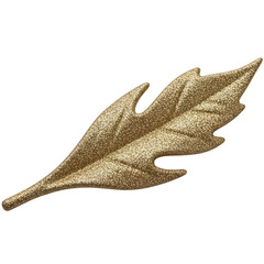 Fototapeta premium Golden glittery autumn leaf isolated