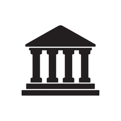 Classic bank building icon with four columns in a bold black solid vector illustration © MTM Vector 