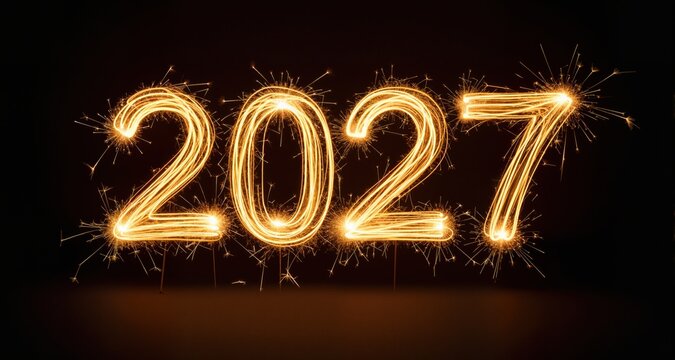 Celebrate 2027 with vibrant confetti and cheerful colors perfect for New Year's greetings and festive marketing campaigns, Generative AI.

