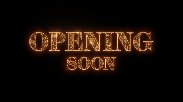 gold particles grand opening soon ceremony letter animation