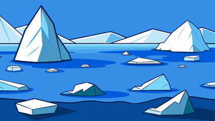 Icebergs floating in the arctic ocean view © sumona