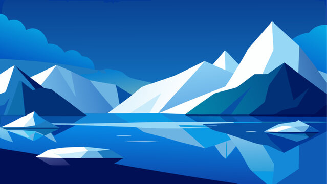Icebergs floating on water with mountains