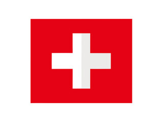 Fototapeta premium Swiss flag with white cross centered on red field on white background