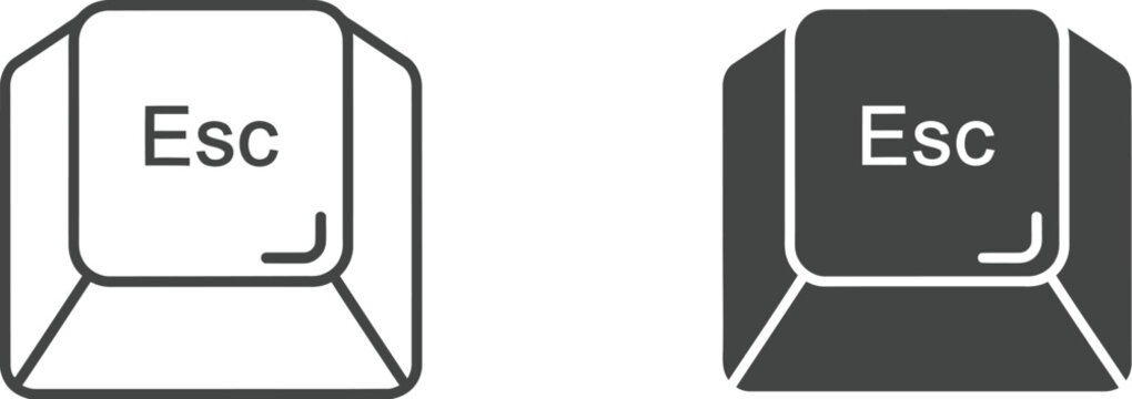 Escape buttons displayed as minimalist icons contrast soft rounded edges with sharp rigid corners in a monochromatic black and white.